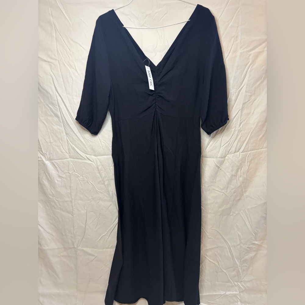 Black A-Line V-Neck Cocktail Dress